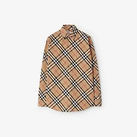 Relaxed Fit Check Cotton Shirt in Sand - Women | Burberry® Official