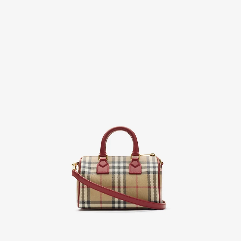 Mini Check Bowling Bag in Archive beige/ruby red - Women | Burberry® Official
