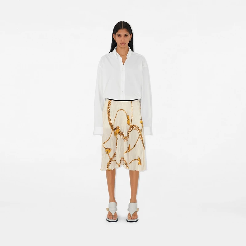 Shield Hardware Jersey Skirt in White/gold - Women | Burberry® Official