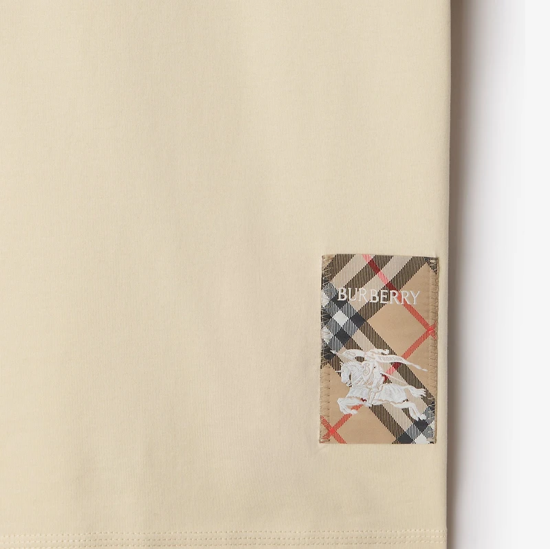 Check Label Cotton T-shirt in Nutmeg - Women | Burberry® Official