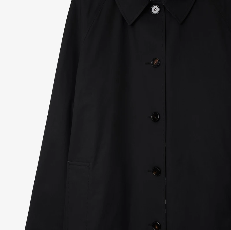 Long Reversible Gabardine Car Coat in Black - Men, Cotton | Burberry® Official