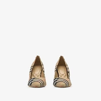 Check Dame Pumps​ in Sand - Women, Linen | Burberry® Official