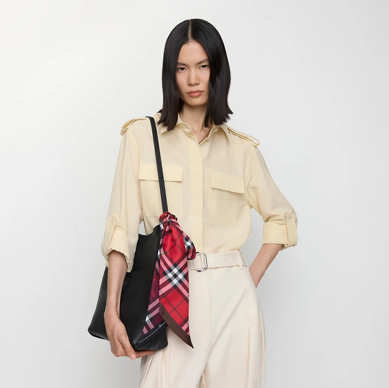 Skinny Contrast Check Silk Scarf in Pillar/oxblood | Burberry® Official
