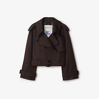 Cropped Gabardine Trench Jacket in Clove brown - Women, Cotton | Burberry® Official