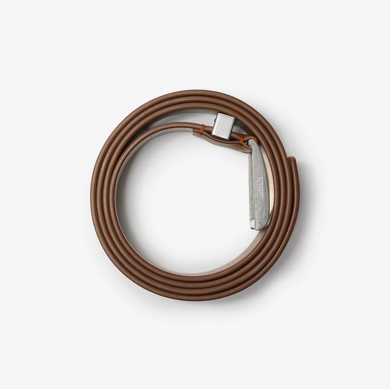 Leather Engraved Check Belt in Hazel - Men | Burberry® Official