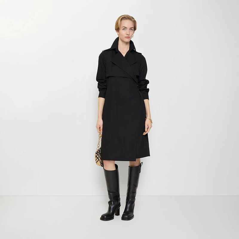 Wool Trench Dress in Black - Women | Burberry® Official