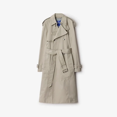Long Cotton Trench Coat in Heron - Women, Nylon, Technical | Burberry® Official