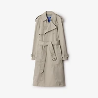 Long Cotton Trench Coat in Heron - Women, Nylon | Burberry® Official