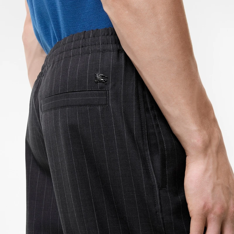 Pinstriped Wool Track Pants in Iron grey - Men | Burberry® Official