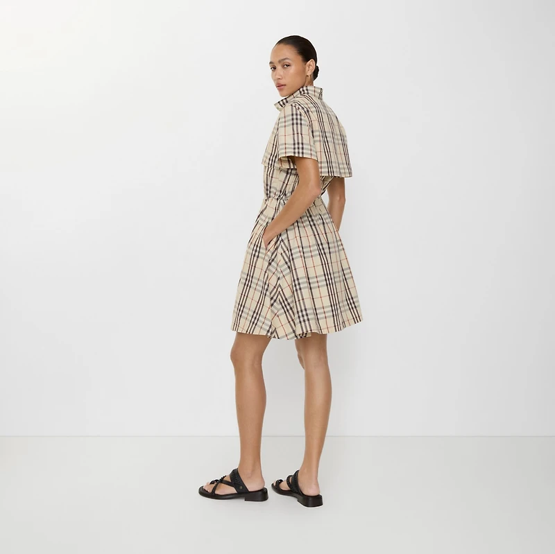 Check Cotton Dress in Almond beige - Women | Burberry® Official