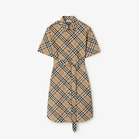 Check Cotton Shirt Dress in Sand - Women | Burberry® Official