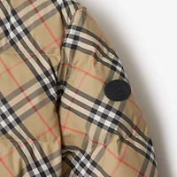 Check Nylon Hooded Puffer Jacket in Sand - Women | Burberry® Official