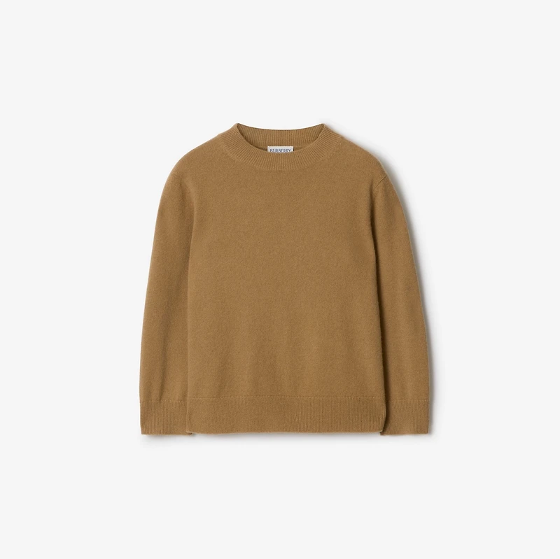 Check Patch Wool Cashmere Sweater in Camel | Burberry® Official