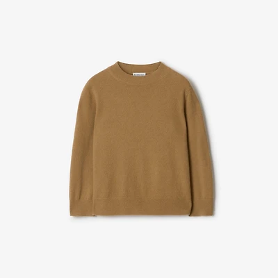 Check Patch Wool Cashmere Sweater in Camel | Burberry® Official