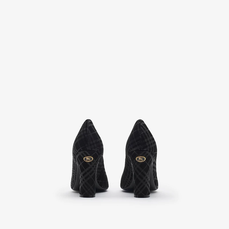 Check Suede Trinket Pumps in Black - Women, Leather | Burberry® Official