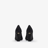 Check Suede Trinket Pumps in Black - Women, Leather | Burberry® Official
