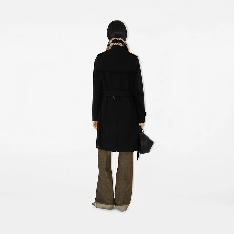Mid-length Kensington Heritage Trench Coat in Black - Women, Cotton Gabardine | Burberry® Official