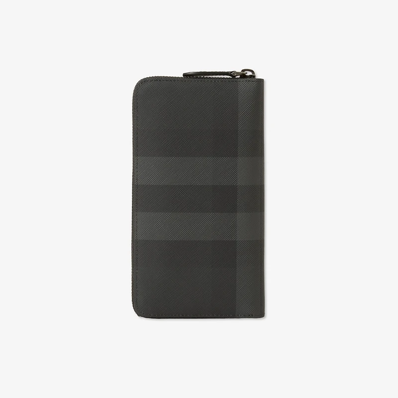 Check Zip Wallet in Charcoal grey - Men, Technical, Cotton | Burberry® Official