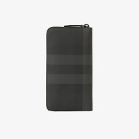 Check Zip Wallet in Charcoal grey - Men, Technical, Cotton | Burberry® Official