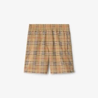 Check Jersey Shorts in Sand - Men, Nylon | Burberry® Official