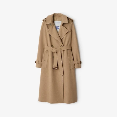 Long Cashmere Kensington Trench Coat in Trail melange - Women | Burberry® Official