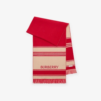 EKD Striped Wool Scarf in Crayon red | Burberry® Official