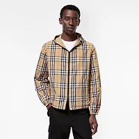 Reversible Check Newport Hooded Jacket in Sand beige - Men, Nylon | Burberry® Official