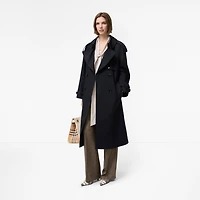 Long Gabardine Fitzrovia Trench Coat in Coal blue - Women, Cotton Gabardine | Burberry® Official