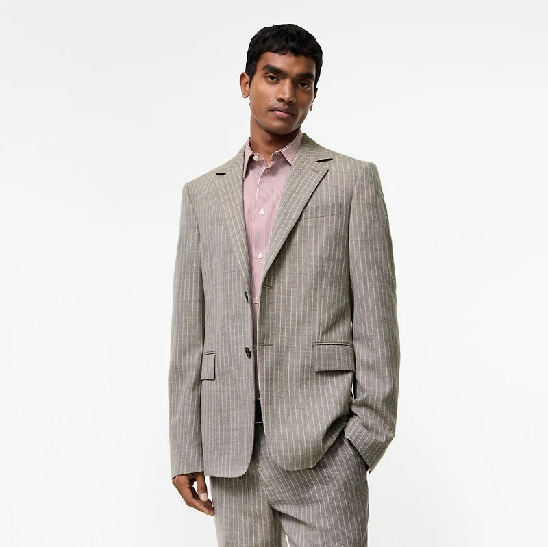 Pinstriped Wool Sloane Tailored Jacket in Soil brown/cotton white - Men | Burberry® Official