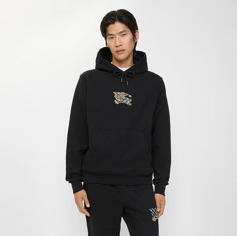 EKD Check Cotton Hoodie in Black - Men | Burberry® Official