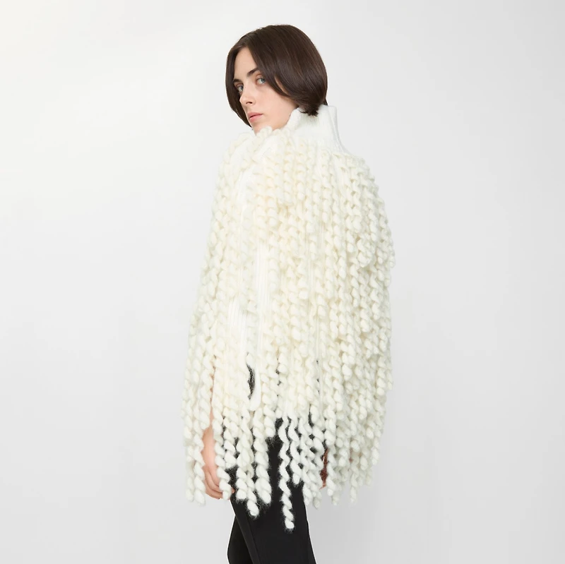 Wool Mohair Blend Cape in White | Burberry® Official