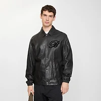 Cursive Logo Leather Overshirt in Black - Men | Burberry® Official