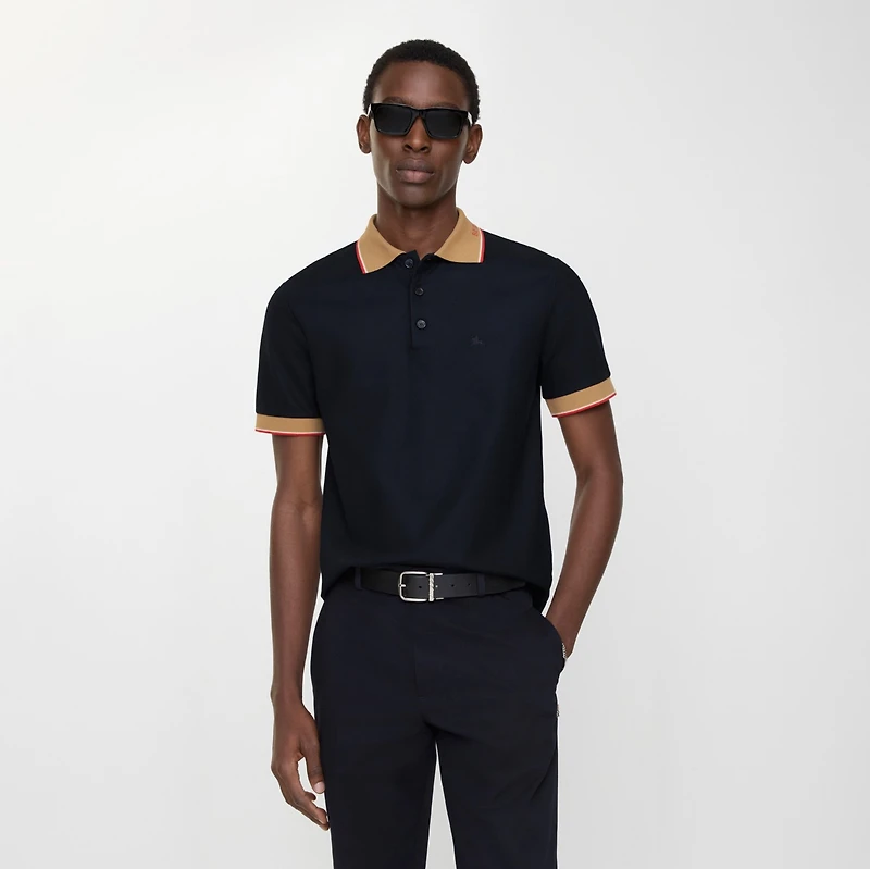 Logo Collar Cotton Polo Shirt in Navy - Men | Burberry® Official