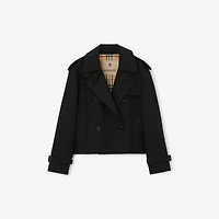 Cropped Mayfair Heritage Trench Jacket in Black - Women, Cotton Gabardine | Burberry® Official