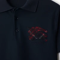 EKD Check Cotton Polo Shirt in Navy - Men | Burberry® Official