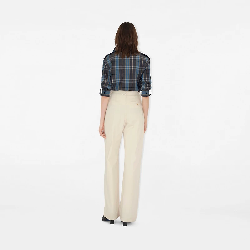 Regular Fit Check Cotton Shirt in Ink - Women | Burberry® Official