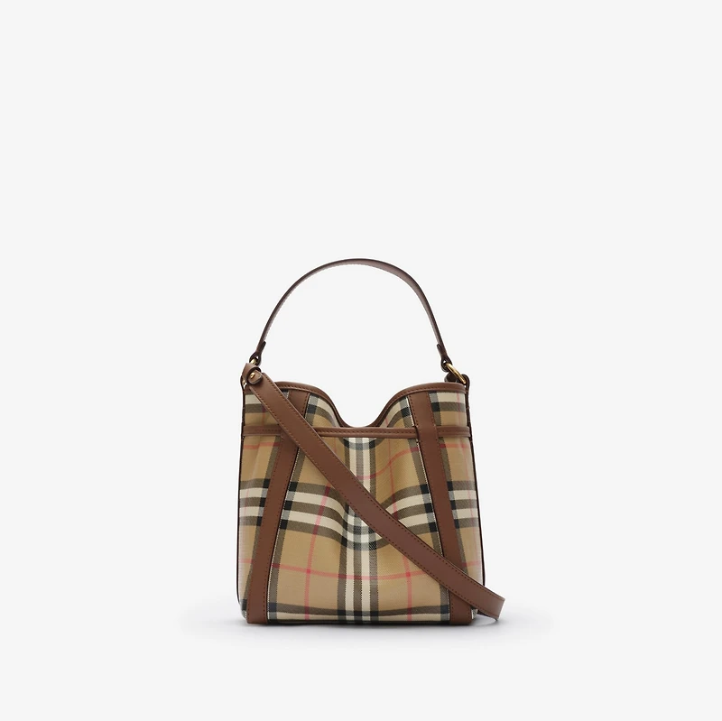 Mini Check Bucket Bag in Archive beige - Women, Cotton | Burberry® Official