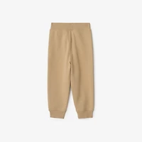 Check Trim Cotton Jogging Pants in Sand beige | Burberry® Official