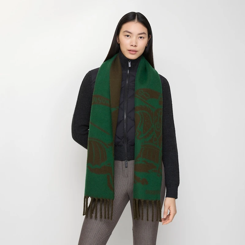 Reversible EKD Wool Scarf in Marsh green | Burberry® Official
