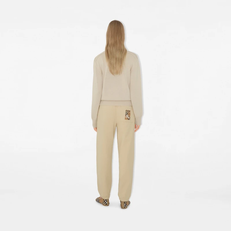 Check Label Cotton Jogging Pants in Nutmeg - Women | Burberry® Official