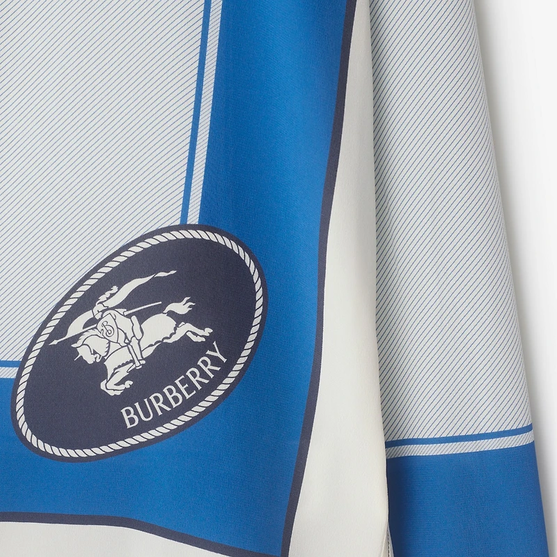 Slim Fit Knight Stamp Box Silk Scarf Shirt in Ink - Women | Burberry® Official