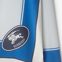 Slim Fit Knight Stamp Box Silk Scarf Shirt in Ink - Women | Burberry® Official