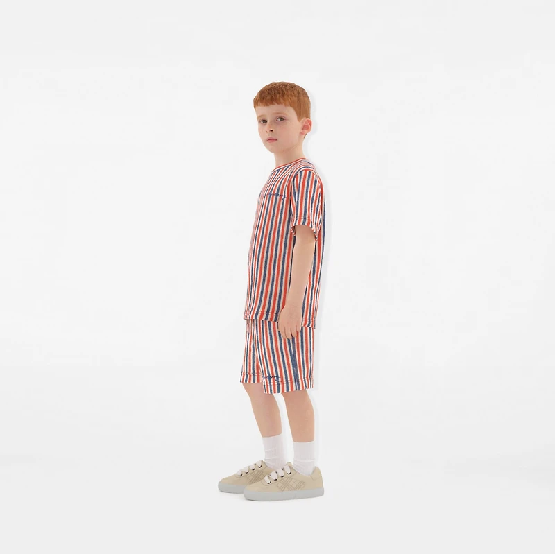 Striped Cotton Shorts in Orange red | Burberry® Official