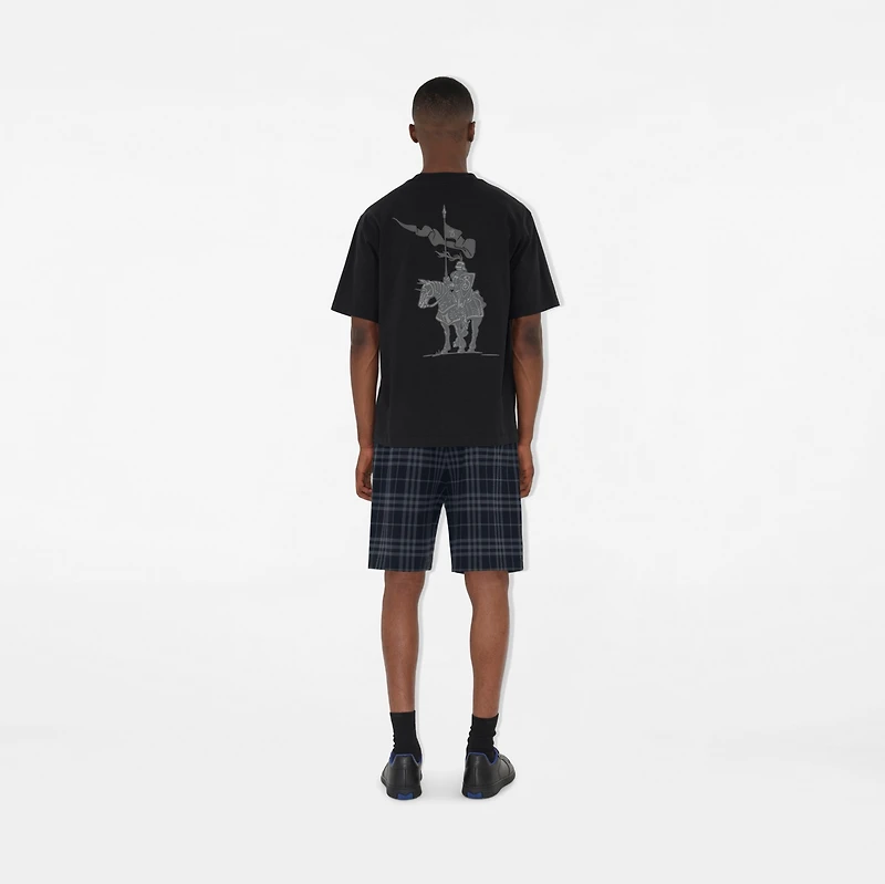 Check Stretch Cotton Blend Shorts in Ink - Men, Nylon | Burberry® Official