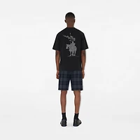 Check Stretch Cotton Blend Shorts in Ink - Men, Nylon | Burberry® Official