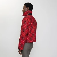 Cropped Check Cotton Quilted Jacket in Poppy red - Women | Burberry® Official