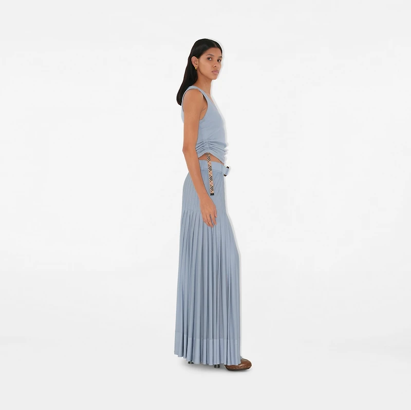 Pleated Crepe Jersey Maxi Skirt in Gale - Women | Burberry® Official