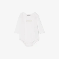 Check Cotton Three-piece Baby Gift Set in Sand beige - Children | Burberry® Official