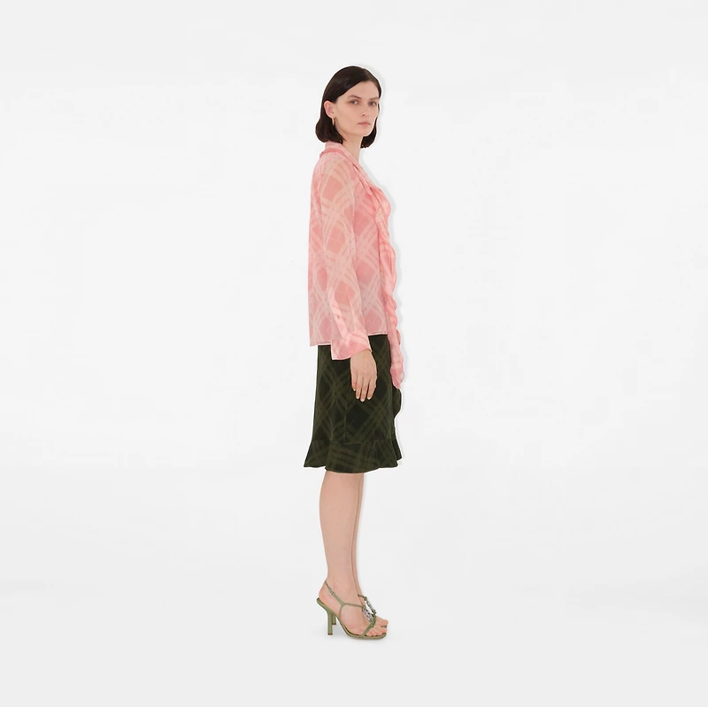 Check Silk Wrap Skirt in Oil - Women | Burberry® Official