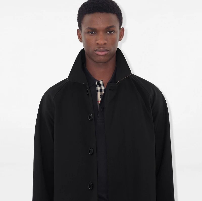 Mid-length Camden Heritage Car Coat in Black - Men, Cotton Gabardine | Burberry® Official